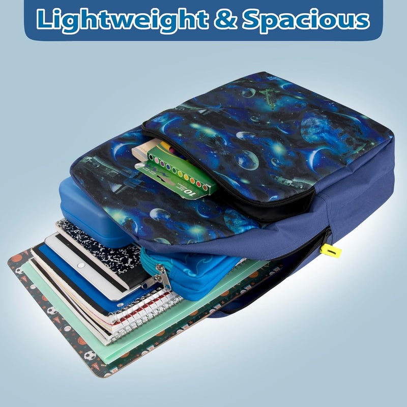 Trailmaker Fun School Backpack for Elementary Middle School Girls and Boys | 17 Inch Printed Backpacks for School Kids, Travel (Shoot for the Stars) - Image 2